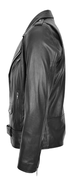 Mens Real Leather Biker Jacket Rob Black